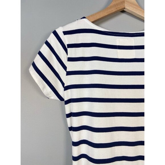 Hope & Henry Short Sleeve Tie Front Striped Dress White &‎ Navy Size S Nautical - Picture 11 of 14